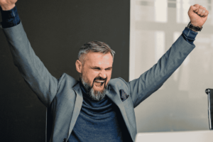 Man celebrating success